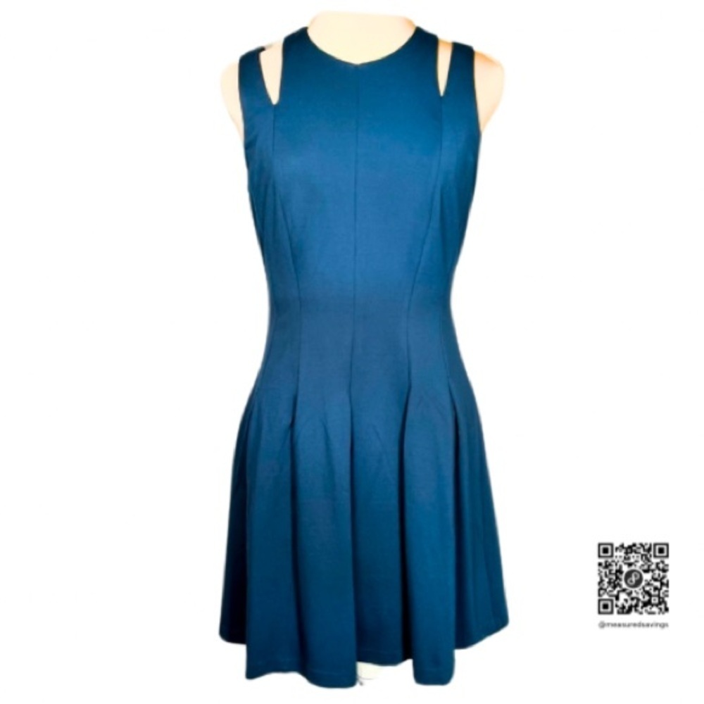 Philosophy (Large - NWT) Shoulder Cutout - Blue Fit and Flare Dress